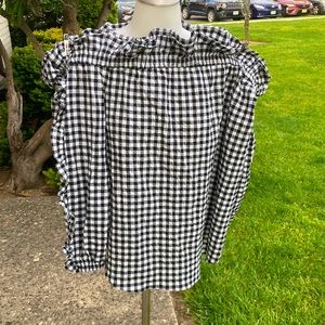 Maison Jules black & white Gingham off shoulder top size 3X new with tag